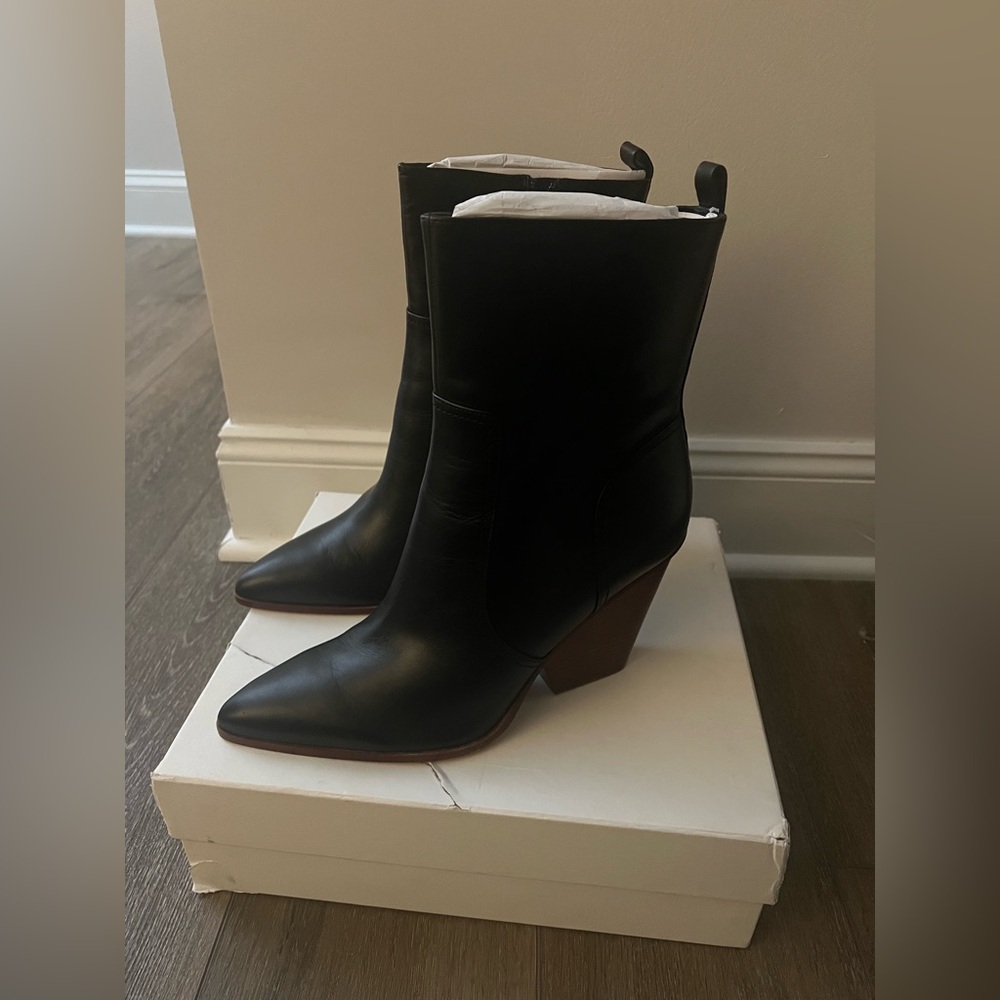 Veronica Beard Logan Leather Ankle Boots - Picture 2 of 4